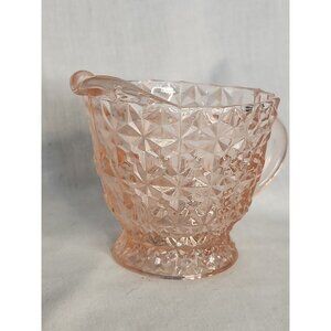 Vintage Jeannette Pink Depression Glass Buttons And Bows Creamer Or Small Vase